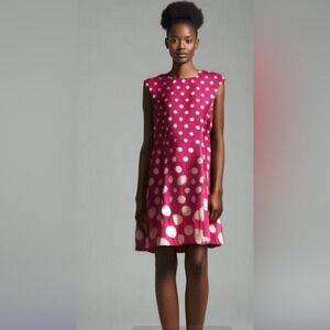 London Times Petites Pink Polka Dot Sleeveless‎ Fit Flare Dress US 8P